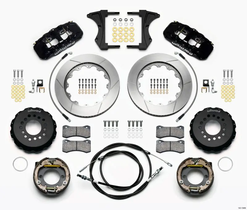 Wilwood Aero4 Rear Kit 14.00 2005-2014 Mustang W/ Bmr Suspn. W/Lines - 140-13686 1