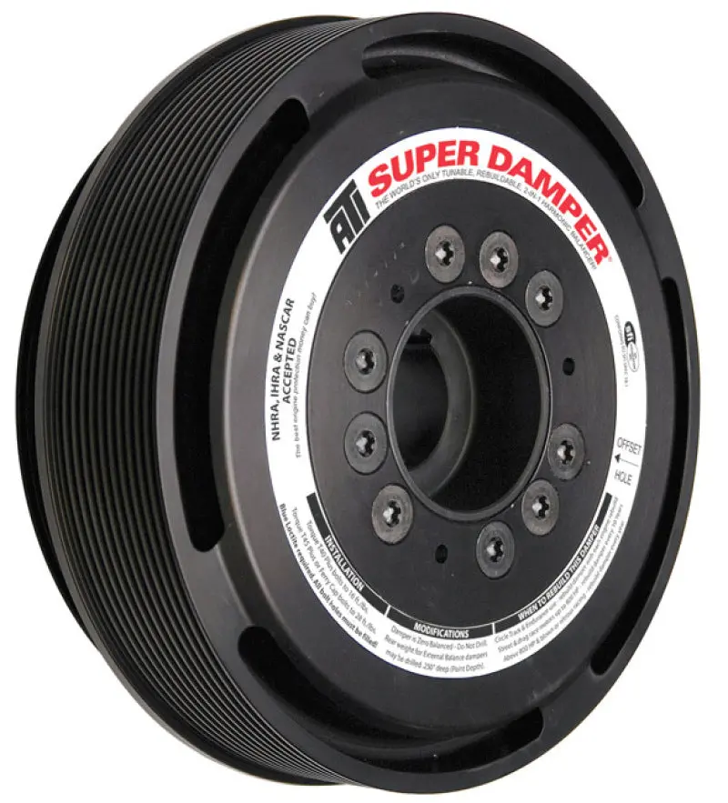 Ati Damper - 7.074In - Alum - Chevy Bb - Chrysler Front - W/Blower - 6 Bolt - 3 Ring - 2Nd 1/4 Key 1