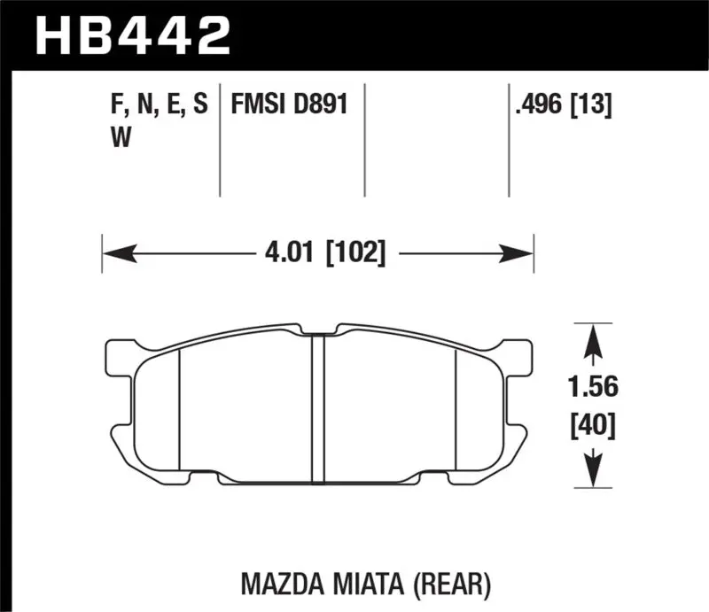 Hawk Performance 01-03 Mazda Miata Hps 5.0 Rear Brake Pads 1