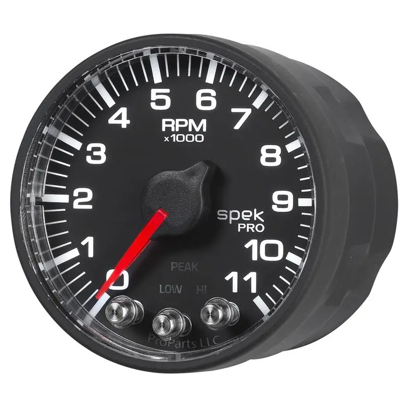 Autometer Spek-Pro Gauge Tach 2 1/16In 11K Rpm W/ Shift Light & Peak Mem - Blk/Blk 1