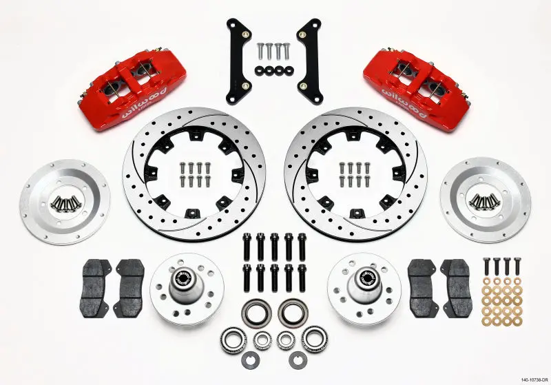 Wilwood Dynapro 6 Front Hub Kit 12.19In Drilled Red 70-78 Camaro - 140-10738-Dr 1