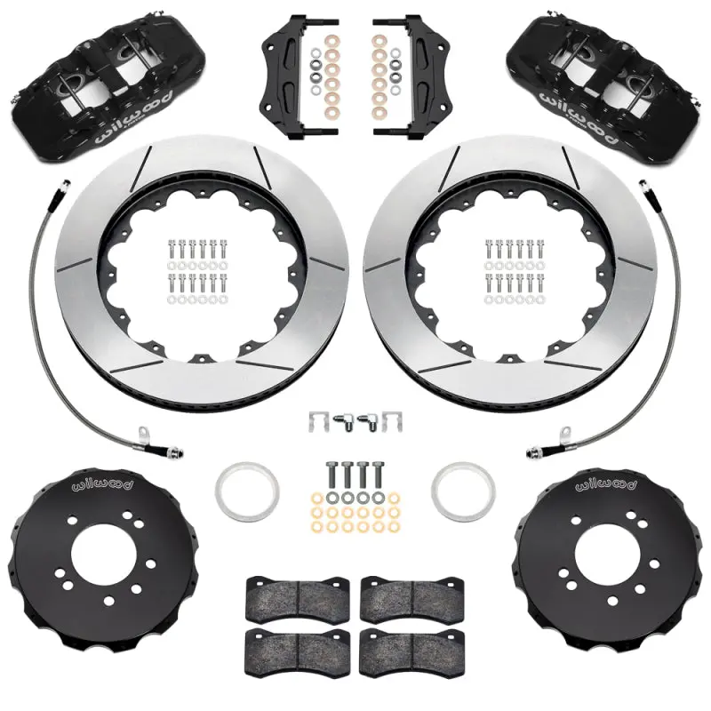 Wilwood 99-02 Nissan Skyline Aerolite 6R Front Bbk W/ 14In Slotted Rotors & Flexlines - Black 1