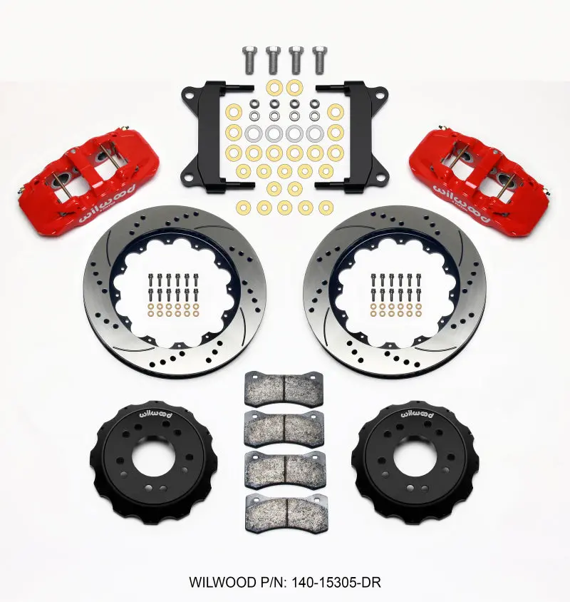 Wilwood Aero6 Front Hat Kit 14.00 Drilled Red 63-87 C10 W/ Wilwood Pro Spindles - 140-15305-Dr 1
