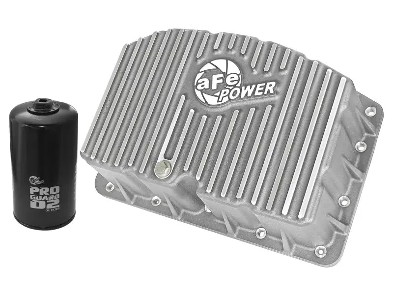 Afe Street Series Engine Oil Pan Raw W/ Machined Fins; 11-17 Ford Powerstroke V8-6.7L (Td) 1