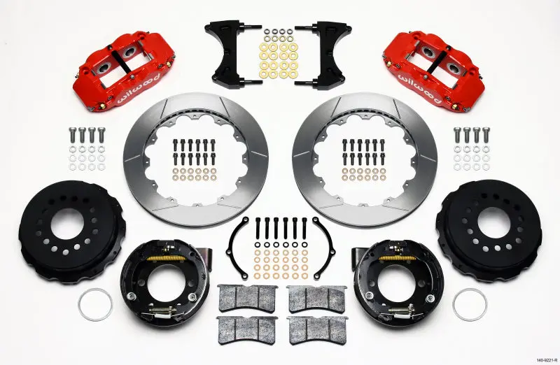 Wilwood Narrow Superlite 4R Rear P-Brk Kit 12.88In Red 2005-2014 Mustang - 140-9221-R 1