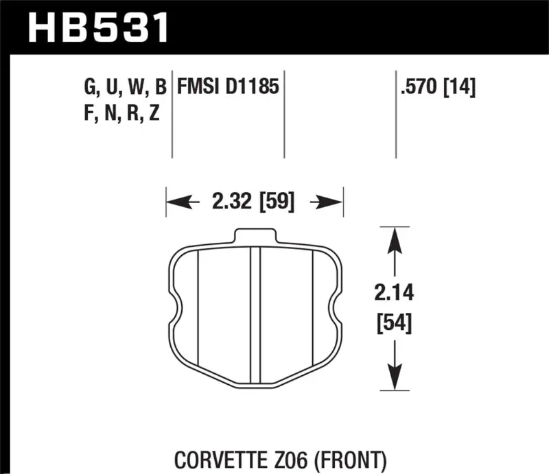 Hawk 2010-2013 Chevrolet Corvette Grand Sport Hps 5.0 Front Brake Pads - Hb531b.570 2