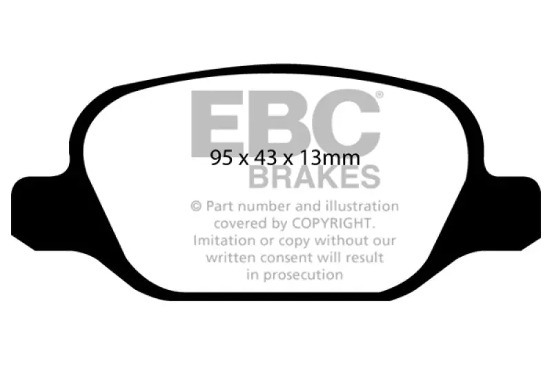 Ebc 10-11 Fiat 500 1.4 (Bosch Calipers) Redstuff Rear Brake Pads 1
