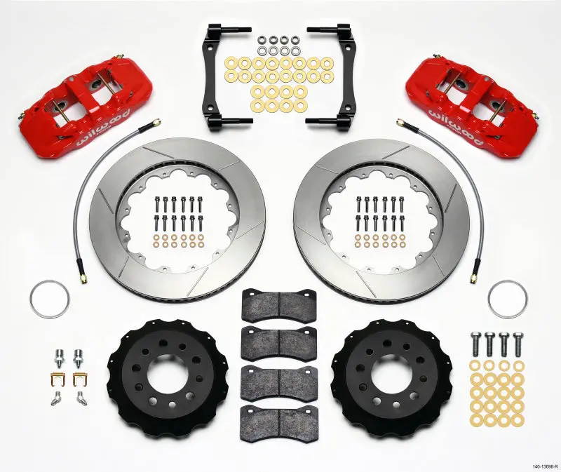 Wilwood Aero4 Rear Kit 14.25In Red 2014-Up Corvette C7 W/Lines - 140-13698-R 1