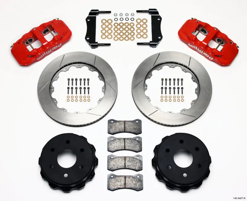 Wilwood Aero4 Reartruck Kit 14.25In Red 1999-2010 Gm 1500-Suv 1 Piston Oe Caliper - 140-9407-R 1