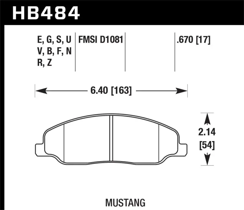 Hawk 05-10 Ford Mustang Gt & V6 / 07-08 Shelby Gt Hp+ Street Front Brake Pads - Hb484n.670 2