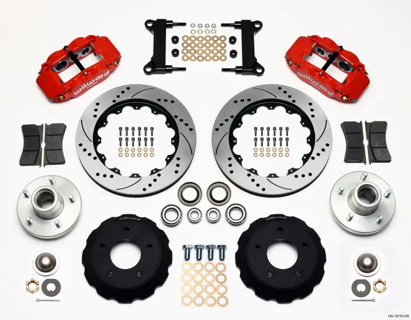 Wilwood Narrow Superlite 6R Front Hub Kit 14.00In Drill Red Chevy C-10 60-87 Cpp Drop Spindle - 140-10776-Dr 1