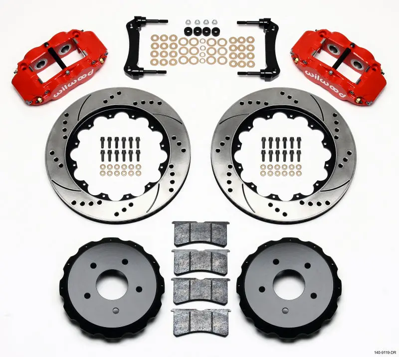 Wilwood Narrow Superlite 4R Rear Kit 14.00In Drill Red 97-04 Corvette C5/Z06 05-13 C6 - 140-9119-Dr 1