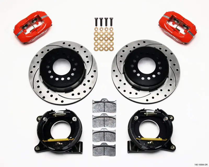 Wilwood Forged Dynalite P/S Park Brake Kit Drilled Red Chevy C-10 2.42 Offset 5-Lug - 140-10094-Dr 1