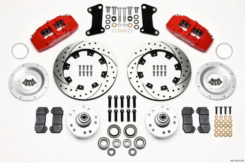 Wilwood Dynapro 6 Front Hub Kit 12.19In Drilled Red 67-69 Camaro 64-72 Nova Chevelle - 140-10510-Dr 1