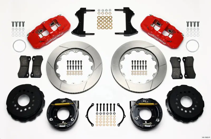 Wilwood Aero4 Rear P-Brake Kit 14.00In Red 2005-2014 Mustang - 140-10950-R 1