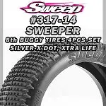 Sweep 1/8Th Buggy Sweeper Super Soft Compound Yellow-X Dot 4Pcs Tires W/Foams 317Yx 1