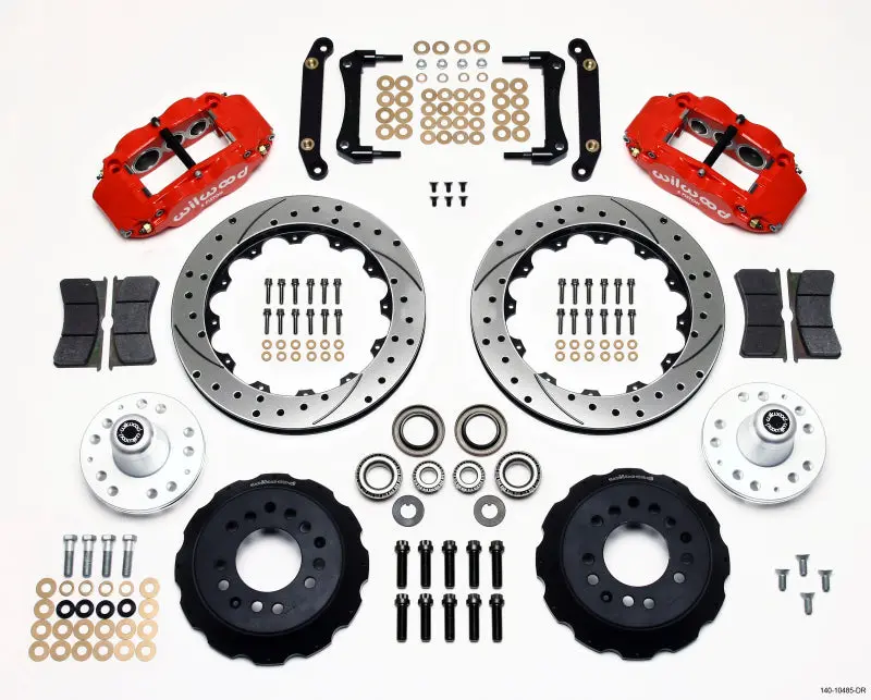 Wilwood Narrow Superlite 6R Front Hub Kit 12.88In Drill Red 70-78 Camaro (*Line Kit Needed*) - 140-10485-Dr 1