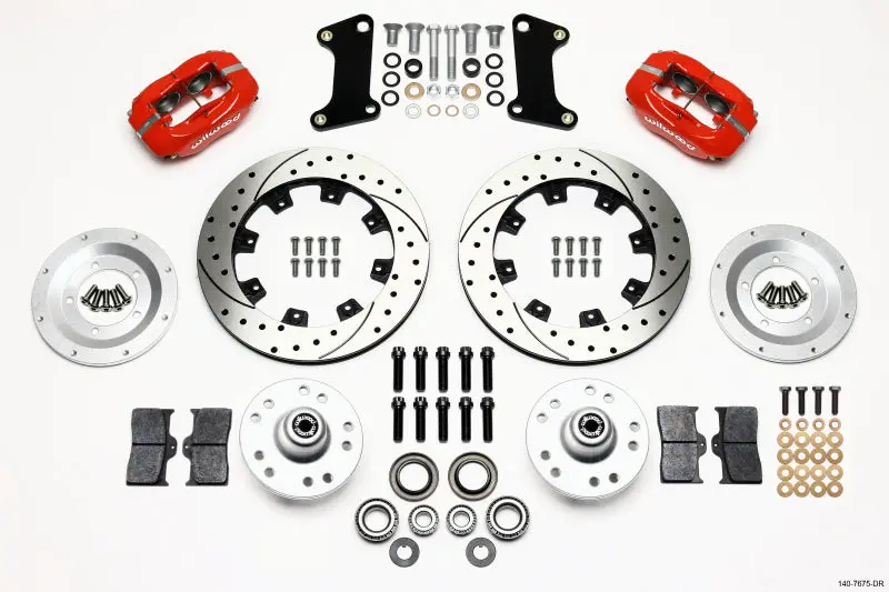 Wilwood Forged Dynalite Front Kit 12.19In Drilled Red 67-69 Camaro 64-72 Nova Chevelle - 140-7675-Dr 1