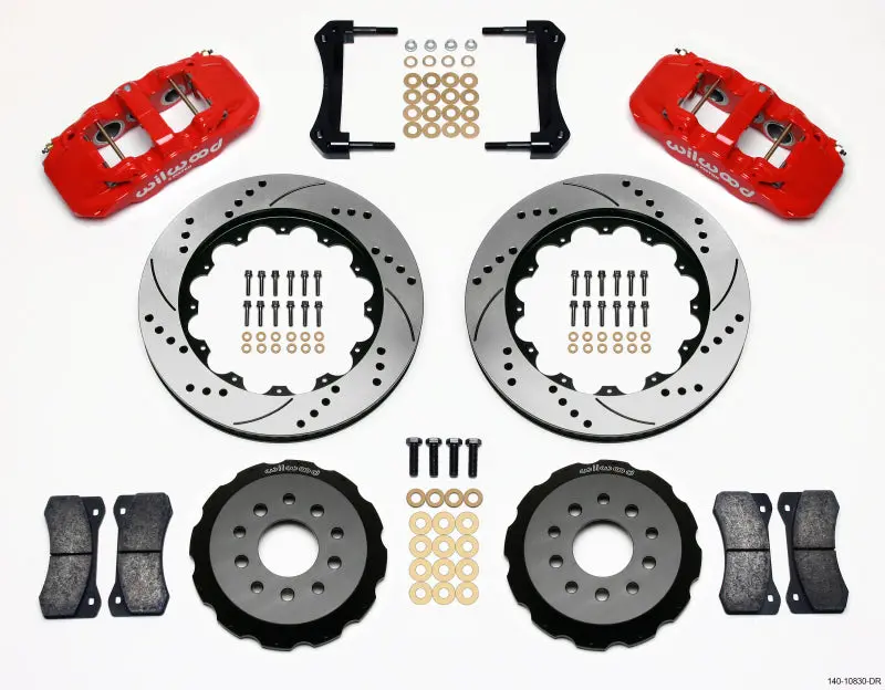 Wilwood Aero6 Front Hat Kit 14.00 Drilled Red 2005-2014 Mustang - 140-10830-Dr 1