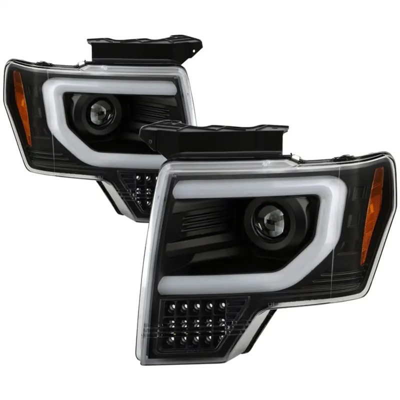 Spyder Ford F150 09-14 Halogen Light Bar Projector Headlights Black Pro-Yd-Ff15009pl-Seq-Bk 1