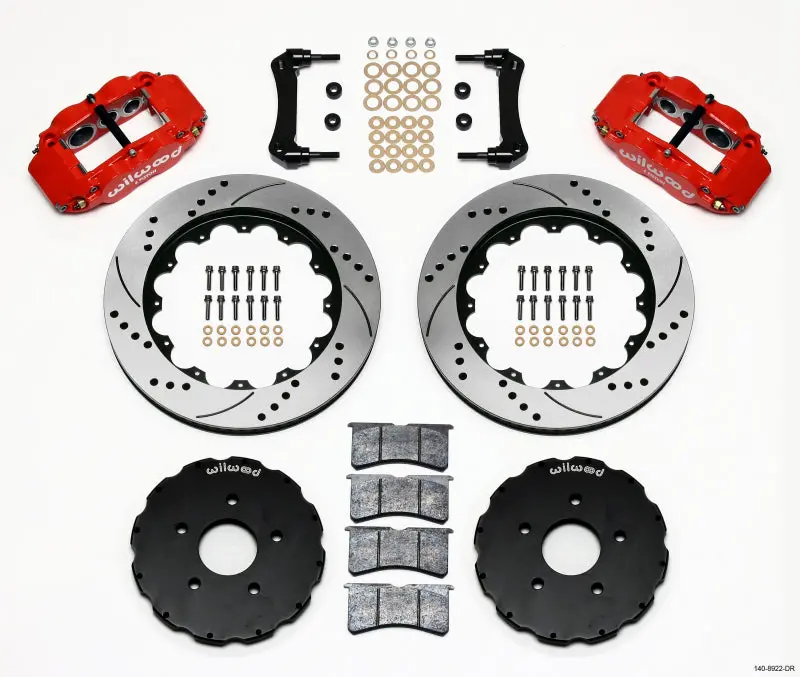 Wilwood Narrow Superlite 6R Front Hat Kit 14.00In Drill Red 2005-Up Corvette C6 - 140-8922-Dr 1