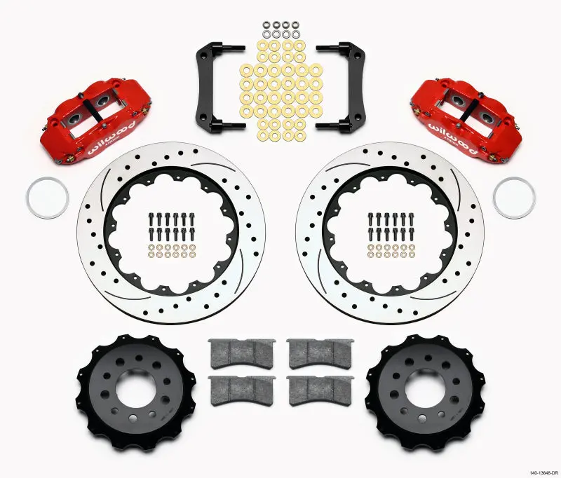 Wilwood Narrow Superlite 4R Rear Kit 14.00In Drilled Red Morrison Multilink Irs (10-15 Camaro Based) - 140-13648-Dr 1