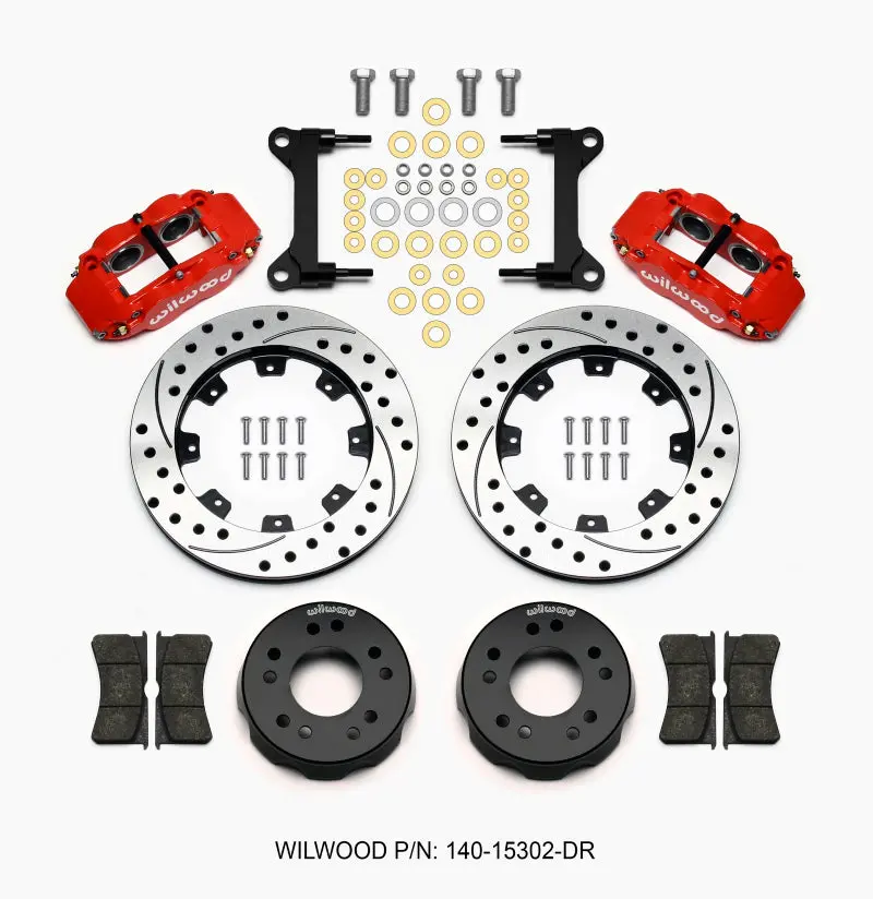 Wilwood Narrow Superlite 4R Front Kit 12.19In Drilled Red 63-87 C10 W/ Wilwood Pro Spindles - 140-15302-Dr 1