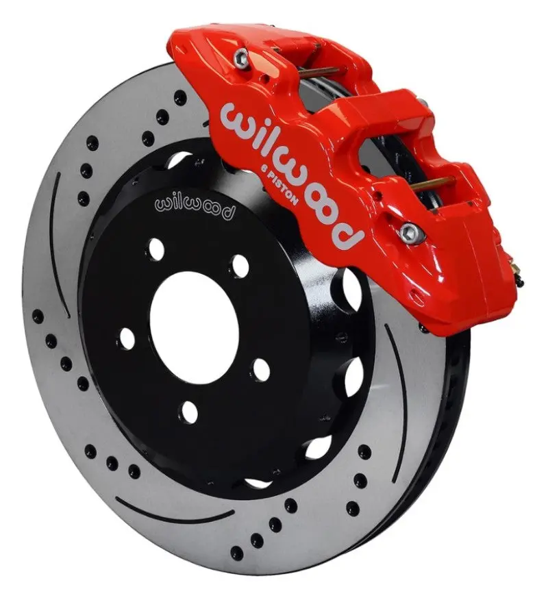Wilwood Aero6 Front Hat Kit 15.00 Drilled Red 2016-Up Camaro W/Lines - 140-14289-Dr 1
