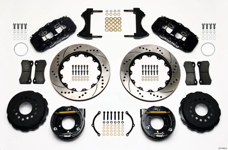 Wilwood Aero4 Rear P-Brake Kit 14.00In Drilled 2005-2014 Mustang - 140-10950-D 1