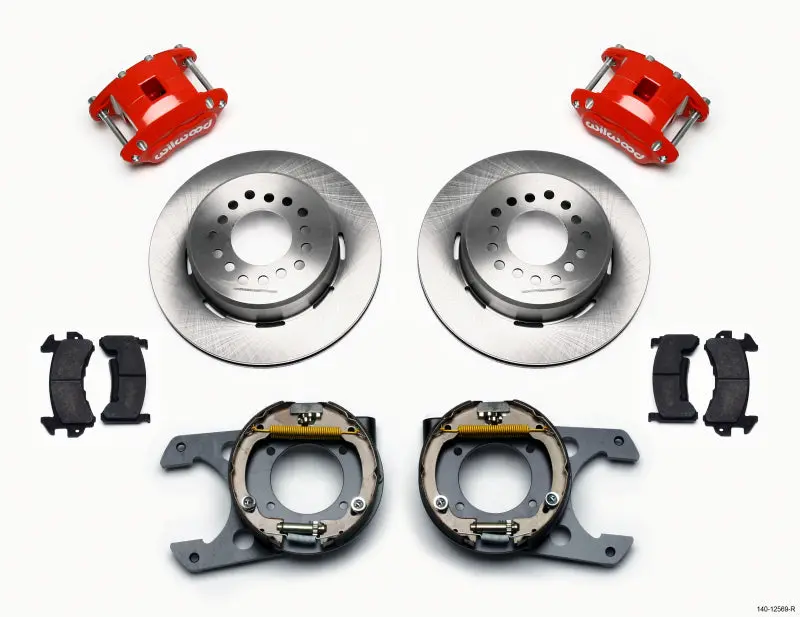Wilwood D154 P/S Park Brake Kit Red Chevy C-10 2.42 Offset 5-Lug - 140-12569-R 1