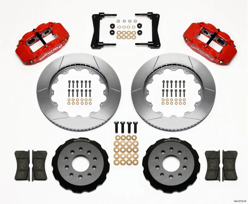 Wilwood Narrow Superlite 6R Front Hat Kit 14.00In Red 2005-2014 Mustang - 140-9110-R 1