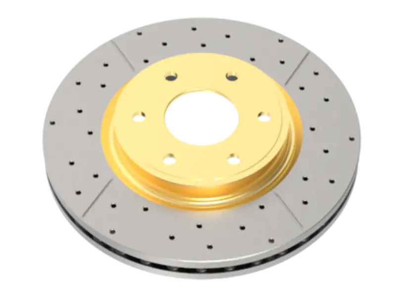 Dba 2020+ Chevrolet Silverado 1500 6.2L Rear Drilled & Slotted Street Series Rotor W/Gold Hat 1