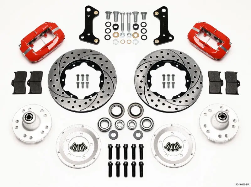 Wilwood Forged Dynalite Front Kit 11.00In Drill-Red 67-69 Camaro 64-72 Nova Chevelle - 140-10996-Dr 1