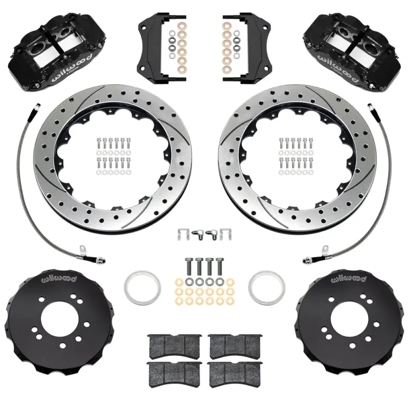 Wilwood 99-02 Nissan Skyline Superlite 6R Front Bbk W/ 12.88In D/S Rotors & Flexlines - Black 1