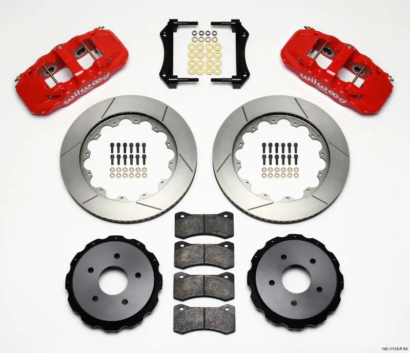 Wilwood Aero4 Rear Kit 14.00In Red 97-04 Corvette C5/Z06 05-13 C6 - 140-11119-R 1