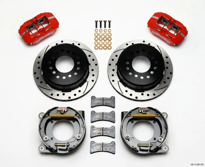 Wilwood Dynapro Low-Profile 11.00In P-Brake Kit Drill-Red Chevy C-10 2.42 Offset 5-Lug - 140-11385-Dr 1