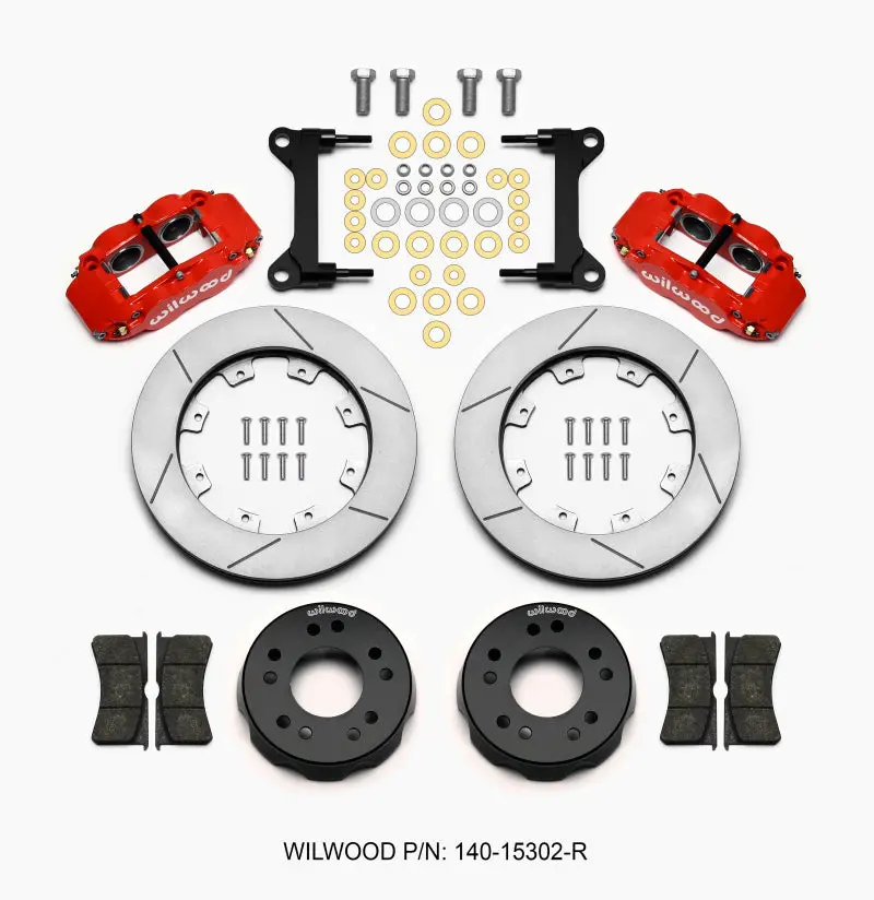 Wilwood Narrow Superlite 4R Front Kit 12.19In Drilled Red 63-87 C10 W/ Wilwood Pro Spindles - 140-15302-R 1