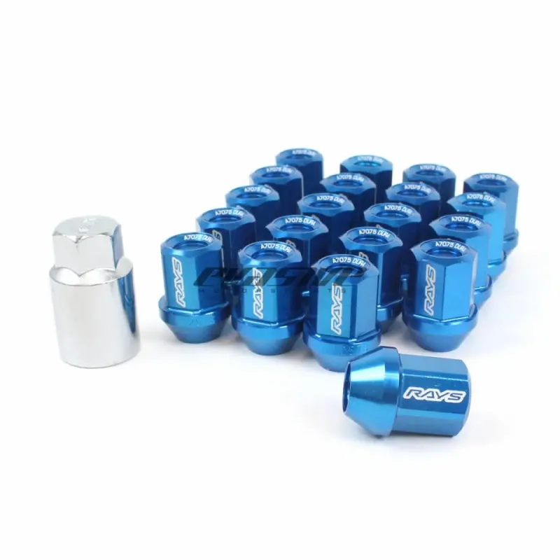 Rays Dura-Nut L32 Straight Type 12X1.50 Lug Nut Set 16 Lug 4 Lock Set - Blue 1