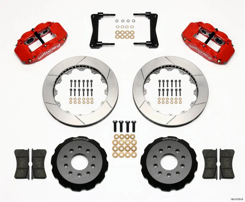 Wilwood Narrow Superlite 6R Front Hat Kit 13.06In Red 2005-2014 Mustang - 140-9109-R 1