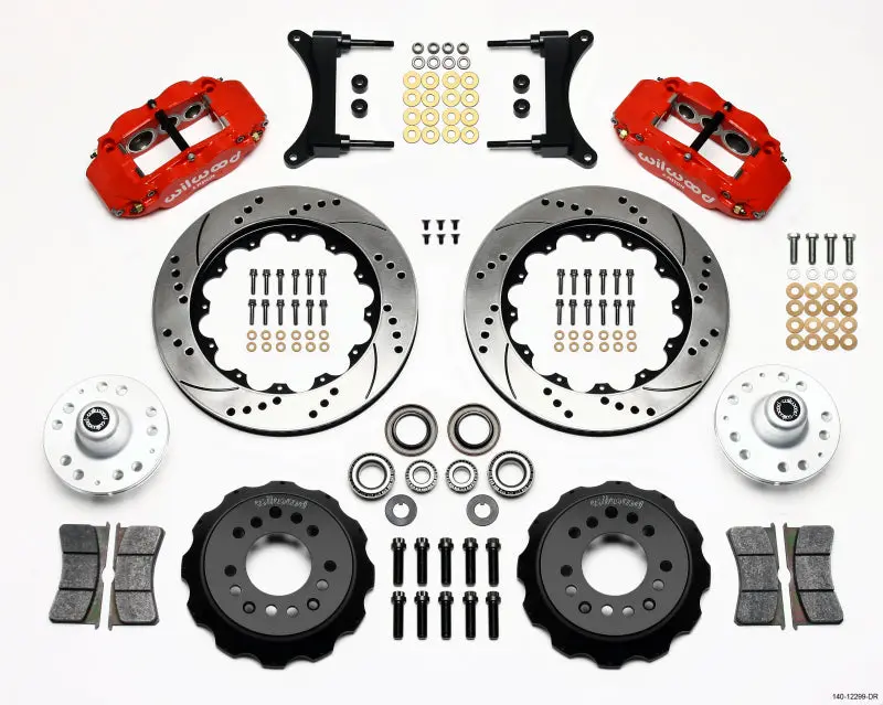 Wilwood Narrow Superlite 6R Front Hub Kit 14.00In Drill Red 79-87 Gm G Body - 140-12299-Dr 1