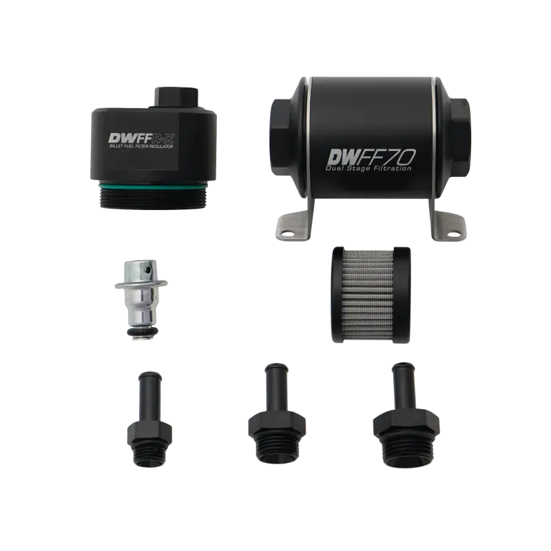 Deatschwerks Dwffr-X 70Mm Billet Fuel Filter Regulator - 10 Micron With 3/8In Fittings 1