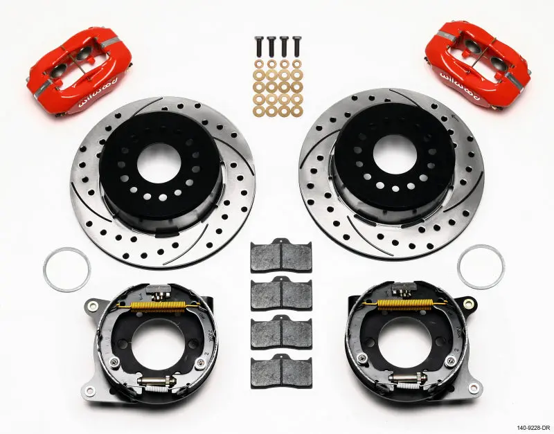Wilwood Forged Dynalite P/S P-B Kit Drilled-Red 2005-2014 Mustang - 140-9228-Dr 1