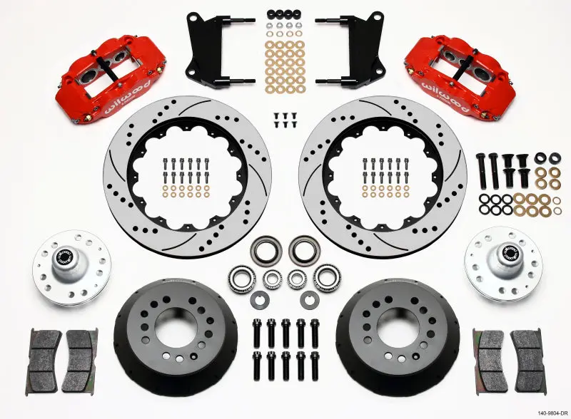 Wilwood Narrow Superlite 6R Front Hub Kit 14.00In Drill Red 67-69 Camaro 64-72 Nova Chevelle - 140-9804-Dr 1