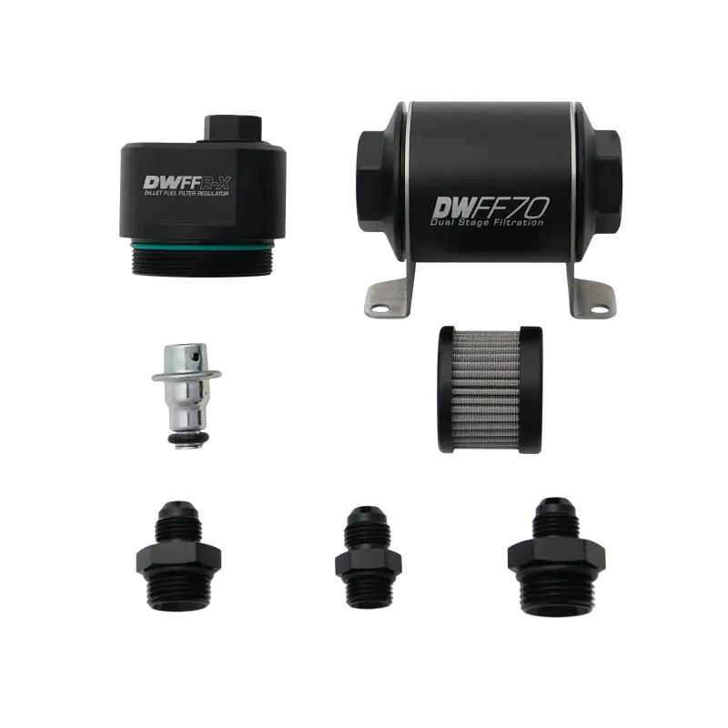Deatschwerks Dwffr-X 70Mm Billet Fuel Filter Regulator - 10 Micron With 6An Fittings 1