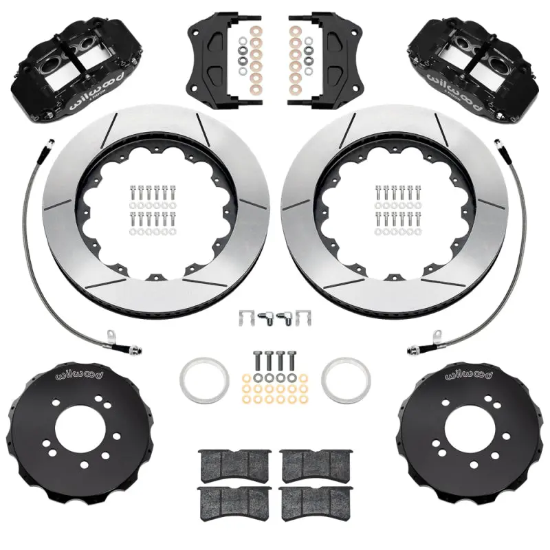 Wilwood 99-02 Nissan Skyline Superlite 6R Front Bbk W/ 14In Slotted Rotors & Flexlines - Black 1