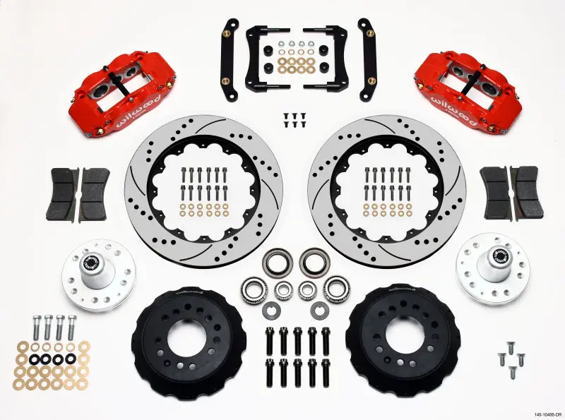 Wilwood Narrow Superlite 6R Front Hub Kit 14.00In Drill Red 70-78 Camaro - 140-10486-Dr 1