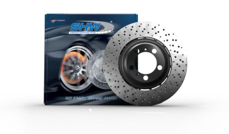 Shw 22-25 Porsche 718 Cayman Gt4 Rs Right Front Cross-Drilled Lightweight Brake Rotor (9Gt615302m) 1