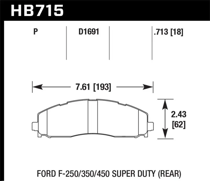 Hawk 15-17 Ford F-250/350 Lts Street Rear Brake Pads - Hb715y.713 2