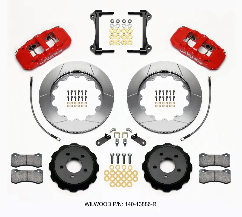 Wilwood Aero6 Front Hat Kit 14.00 Red 2015-Up Mustang W/Lines - 140-13886-R 1