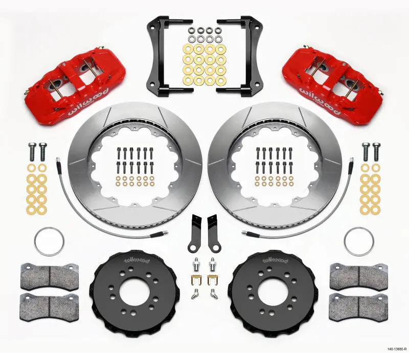 Wilwood Aero6 Front Hat Kit 14.00 Red 2005-2014 Mustang W/ Bmr Suspn. W/Lines - 140-13685-R 1